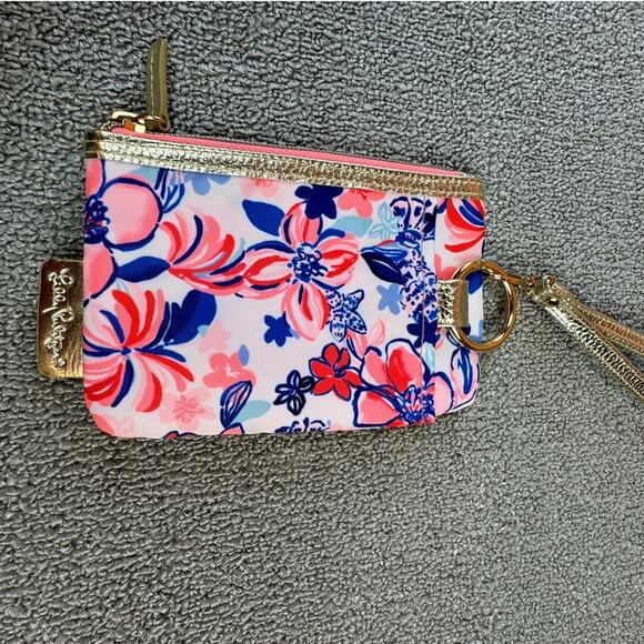 Lilly Pulitzer Wristlet Wallet Party like a Lobster Tropical Floral Coin Purse - Picture 2 of 7